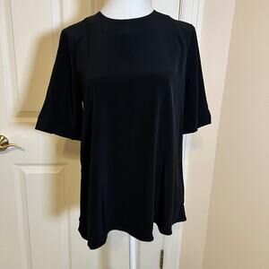 CO Essentials NWT Japanese Fabric Black Short Sleeve Blouse Size XS